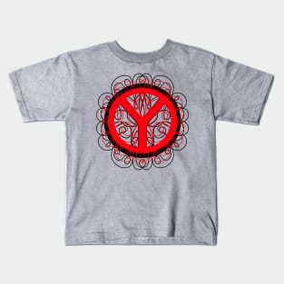 Peace Sign Red And Black Kids T-Shirt